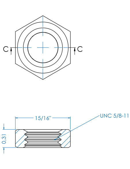 Counter nut UNC 5/8, ASME B18.2.2, A2-35