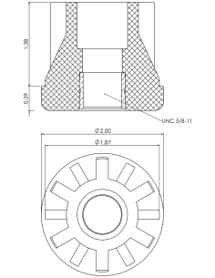 Plastic bushing PTIR, 2,00x0,065", UNC 5/8 2