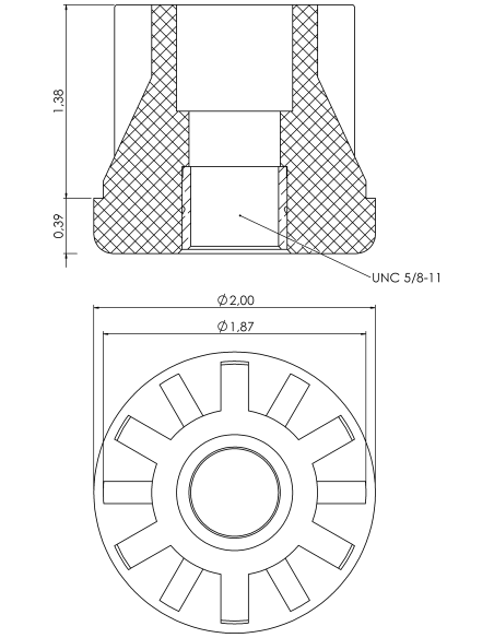 Plastic bushing PTIR, 2,00x0,065", UNC 5/8