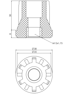 Plastic bushing PTIR, 38x1,5, M12 2