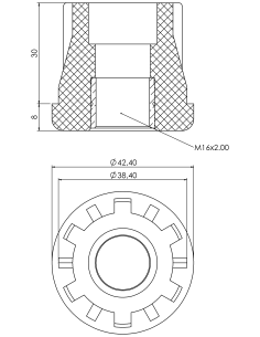 Plastic bushing PTIR, 42,4x2, M16 2
