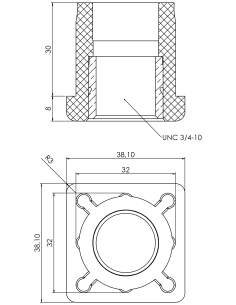 Threaded bushing PTIQ, 1,5x1,5x0,12", UNC 3/4 2