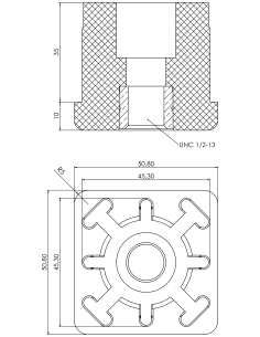 Threaded bushing PTIQ, 2x2x0,109", UNC 1/2 2