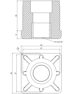 Threaded bushing PTIQ, 40x40x1,5, M16 2