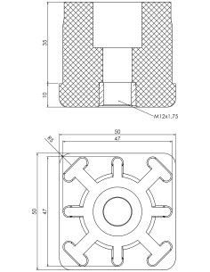 Threaded bushing PTIQ, 50x50x1,5, M12 2