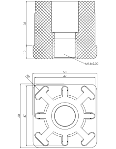 Threaded bushing PTIQ, 50x50x1,5, M16 2