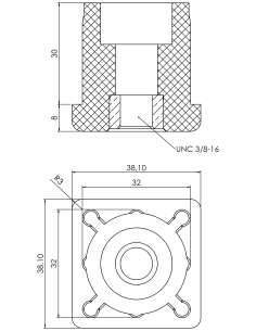 Threaded bushing PTIQ, 1,5x1,5x0,12", UNC 3/8 2