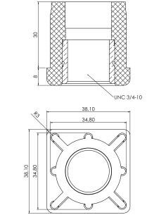 Threaded bushing PTIQ, 1,5x1,5x0,065", UNC 3/4 2