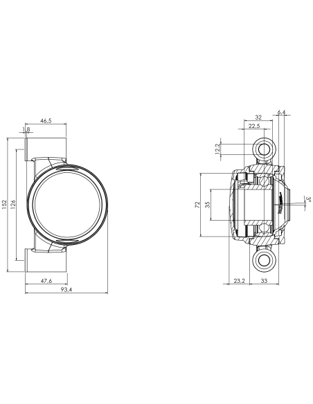 Bearing house XBPBC72(White)-SSB35 mm(Front)-CM(White)-OS(White)