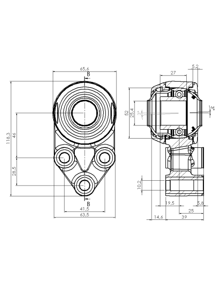 Bearing house XB3FC52(White)-CSB1"(Front)-OM(White)-OS(White)