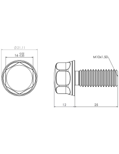 Hygienic fastener BXH M10 x 25 x 25, AISI 316, Blue EPDM 2