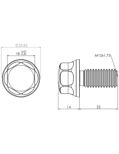 Hygienic fastener BXH M12 x 25 x 25, AISI 316, Blue EPDM 2