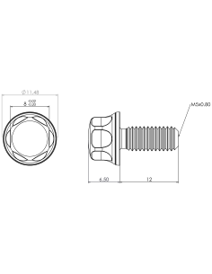 Hygienic fastener BXH M5 x 12 x 12, AISI 316, Blue EPDM 2