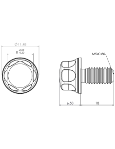Hygienic fastener BXH M5 x 10 x 10, AISI 316, Blue EPDM 2