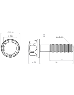 Hygienic fastener BRXH M5 x 20 x 14, AISI 316, Blue NBR 2