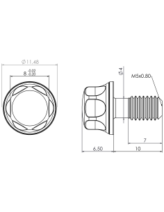 Hygienic fastener BRXH M5 x 10 x 7, AISI 316, Blue NBR 2