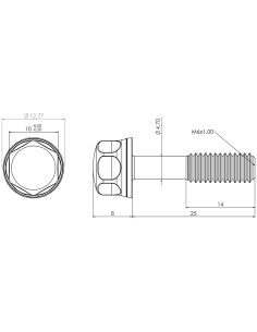 Hygienic fastener BRXH M6 x 25 x 14, AISI 316, Blue NBR 2