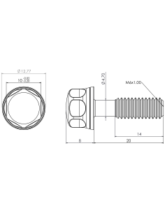 Hygienic fastener BRXH M6 x 20 x 14, AISI 316, Blue NBR 2