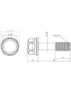 Hygienic fastener BRXH M8 x 30 x 14, AISI 316, Blue NBR 2