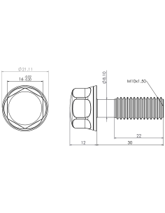Hygienic fastener BRXH M10 x 30 x 22, AISI 316, Blue NBR 2