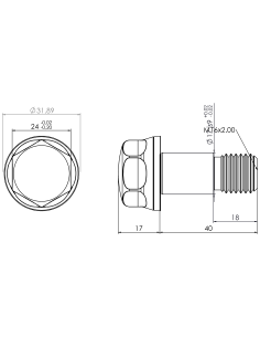 Hygienic fastener BFXH M16 x 40 x 18, AISI 316, Blue NBR 2
