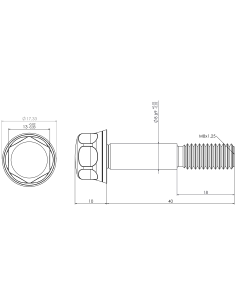 Hygienic fastener BFXH M8 x 40 x 18, AISI 316, Blue NBR 2