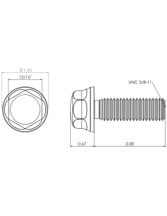 Hygienic fastener BXH UNC 5/8 x 2 x 2, AISI 316, Blue NBR 2