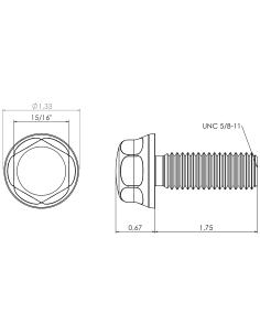 Hygienic fastener BXH UNC 5/8 x 1,75 x 1,75, AISI 316, Blue NBR 2