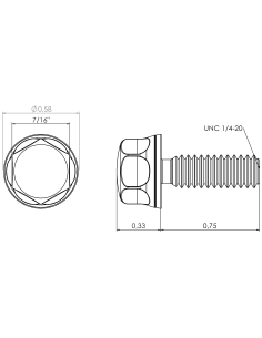 Hygienic fastener BXH UNC 1/4 x 0,75 x 0,75, AISI 316, Blue Silicone 2