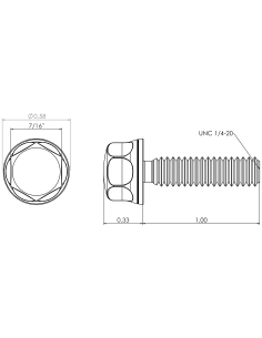 Hygienic fastener BXH UNC 1/4 x 1 x 1, AISI 316, Blue Silicone 2