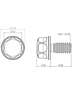Hygienic fastener BXH UNC 1/4 x 0,50 x 0,50, AISI 316, Blue EPDM 2