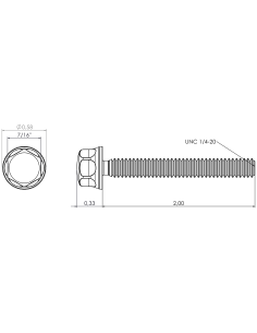 Hygienic fastener BXH UNC 1/4 x 2 x 2, AISI 316, Blue EPDM 2
