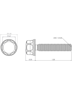 Hygienic fastener BXH UNC 1/4 x 1,25 x 1,25, AISI 316, Blue Silicone 2