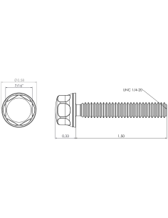 Hygienic fastener BXH UNC 1/4 x 1,50 x 1,50, AISI 316, Blue EPDM 2