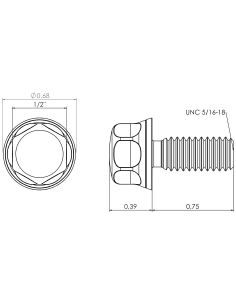 Hygienic fastener BXH UNC 5/16 x 0,75 x 0,75, AISI 316, Blue EPDM 2