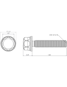 Hygienic fastener BXH UNC 5/16 x 1,50 x 1,50, AISI 316, Blue EPDM 2