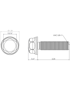 Hygienic fastener BXH UNC 5/8 x 2,25 x 2,25, AISI 316, Blue EPDM 2