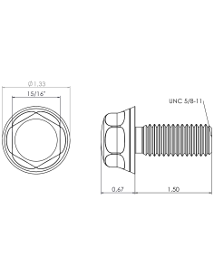 Hygienic fastener BXH UNC 5/8 x 1,50 x 1,50, AISI 316, Blue NBR 2