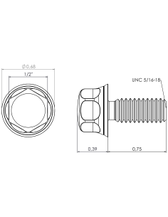 Hygienic fastener BXH UNC 5/16 x 0,75 x 0,75, AISI 316, Blue NBR 2