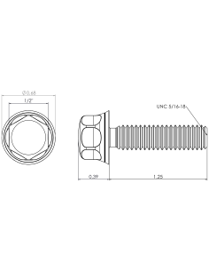 Hygienic fastener BXH UNC 5/16 x 1,25 x 1,25, AISI 316, Blue NBR 2
