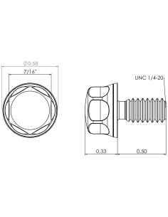 Hygienic fastener BXH UNC 1/4 x 0,50 x 0,50, AISI 316, Blue NBR 2