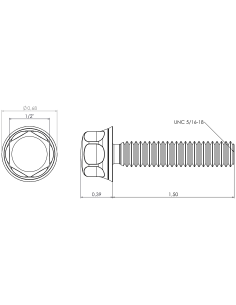 Hygienic fastener BXH UNC 5/16 x 1,50 x 1,50, AISI 316, Blue NBR 2