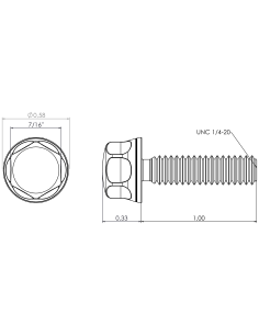 Hygienic fastener BXH UNC 1/4 x 1 x 1, AISI 316, Blue NBR 2