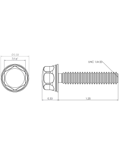 Hygienic fastener BXH UNC 1/4 x 1,25 x 1,25, AISI 316, Blue NBR 2