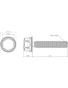 Hygienic fastener BXH UNC 1/4 x 1,31 x 1,31, AISI 316, Blue NBR 2