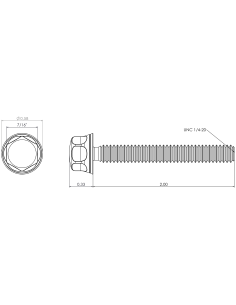 Hygienic fastener BXH UNC 1/4 x 2 x 2, AISI 316, Blue NBR 2
