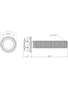 Hygienic fastener BXH UNC 5/8 x 3 x 3, AISI 316, Blue NBR 2