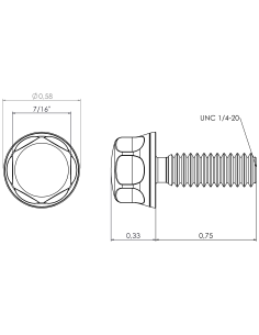 Hygienic fastener BXH UNC 1/4 x 0,75 x 0,75, AISI 316, Blue EPDM 2