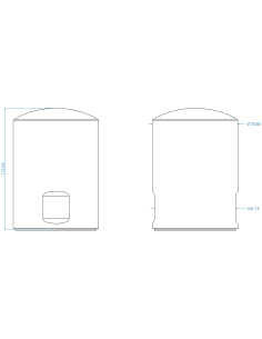 Top cover THOX M64 x 100, 2 flats, AISI 304, Blue Silicone 2