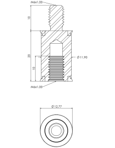 Spacer SRTFXH Ø11.9x20, M6x1.00x10, M6x1.00x10, AISI 316, 2, Blue NBR 2